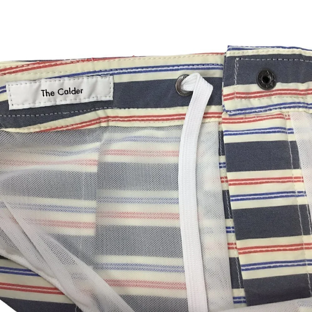 Onia The Calder NWT Americana Multi Stripe Striped Swim Trunks Shorts 38 Lined
